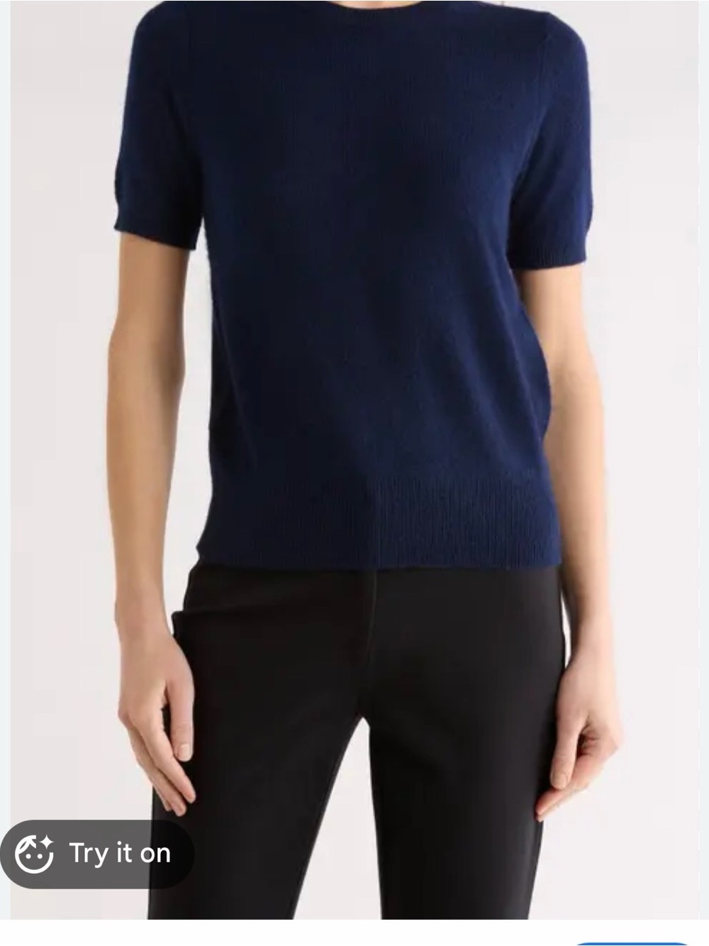 Theory Navy Crew Neck Knit Top